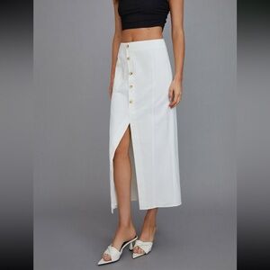 Multi-button split middle waist maxi skirt